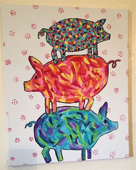 Canvas Painting Pigs Canvas Painting Painting Canvas