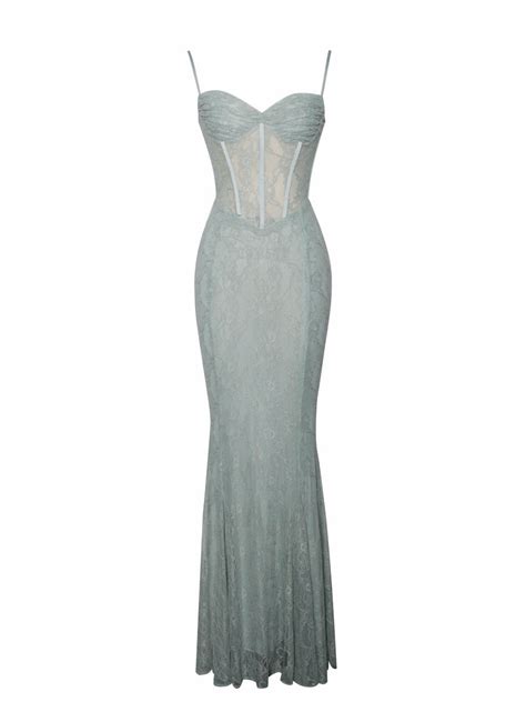 Janelle Green Sweetheart Mermaid Lace Maxi Dress Miss Circle