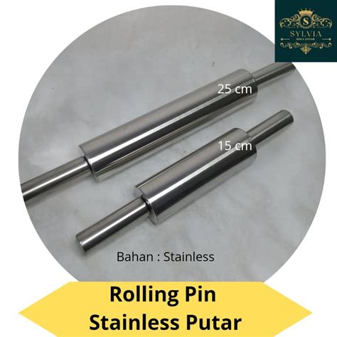 jual rolling pin stainless putar gilingan kue stainless putar  cm