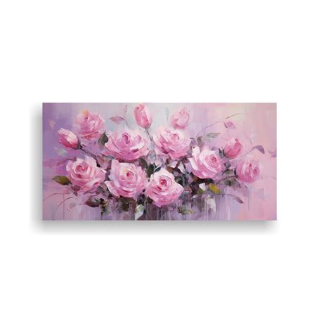 Cuadro De Arte Moderno Con Impresionantes Rosas Rosadas En Lienzo