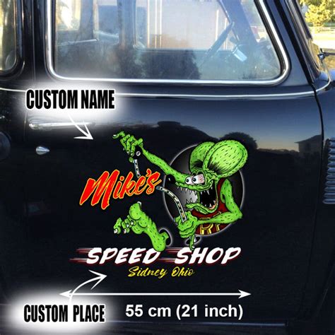 Personalized Hot Rod Rat Fink Speed Shop Vinyl Wrap Sticker Dingmun