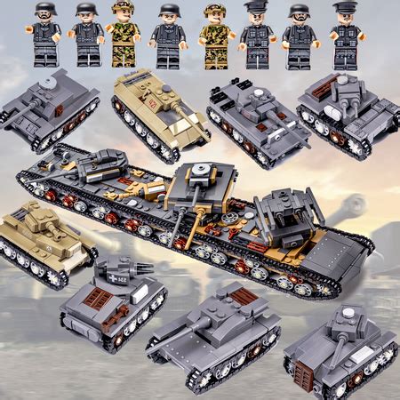 Конструктор BAZUMI Большой набор военных танков 8 в 1 с фигурками для ...