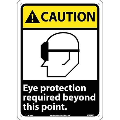 Caution Signs Eye Protection Required Beyond This Point 14x10 Rigid