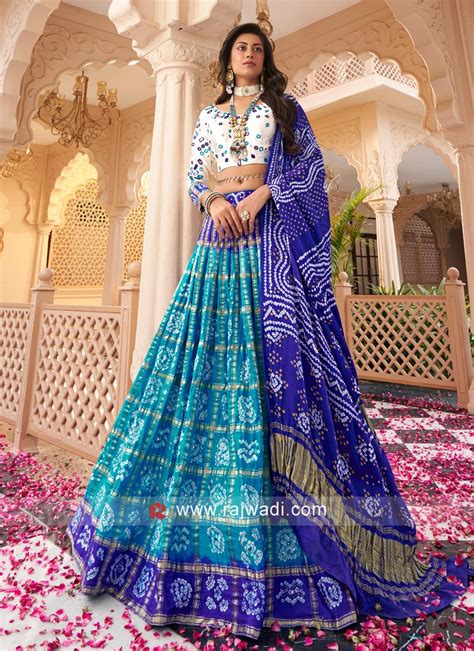 Two Tone Blue Gajji Silk Bandhani Lehanga Choli