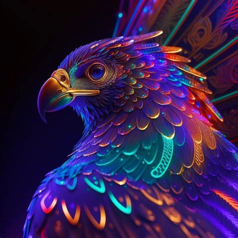 Un Loro Colorido Con Un Fondo Negro Y Un Fondo Negro Foto Premium