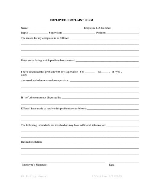 Employee Complaint Form 4 Free Templates In Pdf Word Excel Download