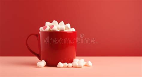 An Mug Containing Red Hot Cocoa And Mini Marshmallows Stock Image Image Of Cozy Warm