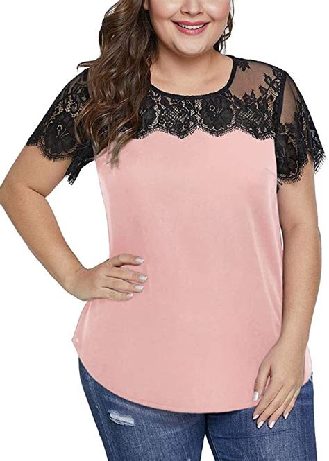 Selink Womens Plus Size Lace Blouse