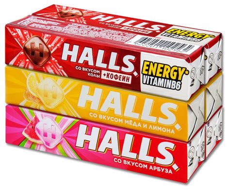 Леденцы конфеты Halls набор 3 вкуса: Кола, Мед и лимон, Арбуз, 25 г, 6 ...