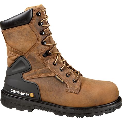 carhartt mens  waterproof steel toe work boots bison brown