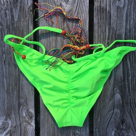 SZ L ONLY Neon Green Ruched Bikini Bottom NEW Ruched Bikini