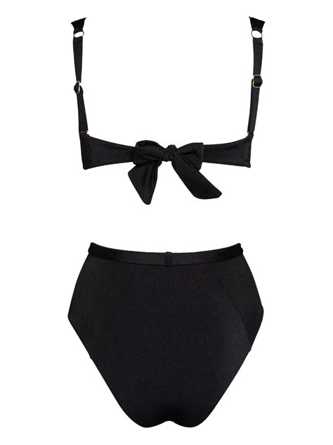 Noire Swimwear Seashell Bandeau Bikini Set Black Farfetch Uk