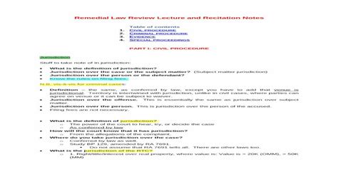 Remedial Law Review Lecture And Recitation Notes · Remedial Law Review Lecture And Recitation