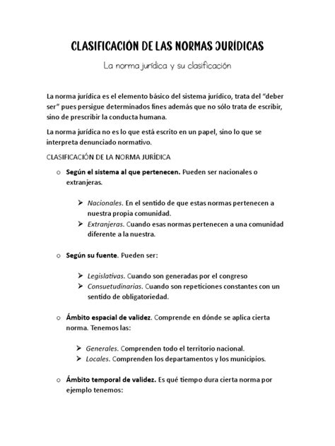 Clasificación De Las Normas Jurídicas Pdf