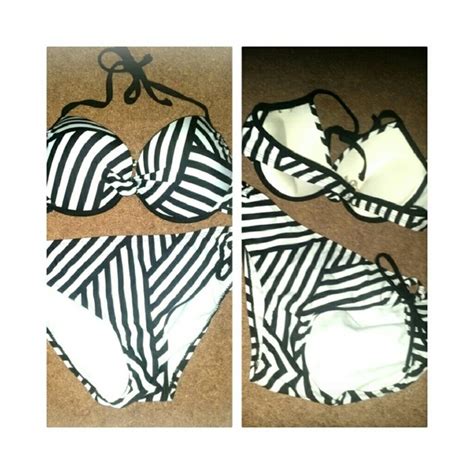 Swim Nwt Blackwhite Striped Pushup Bikini Poshmark