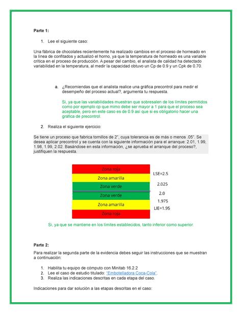 Evidencia Control Estadistico De Calidad Parte Lee El Siguiente