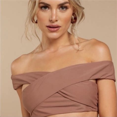 Tobi Swim Nwt Tobi Bikini Top Sincerely Yours Off Shoulder Dark