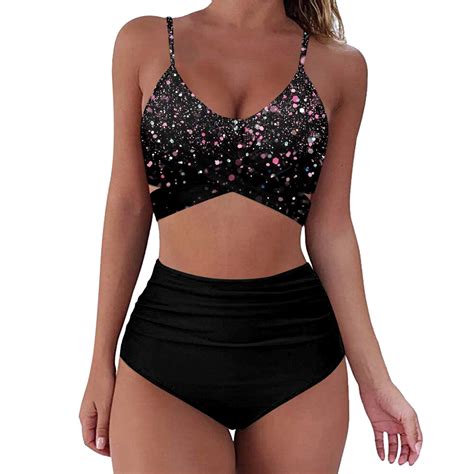 Women Print Bikini Set Push Up Bathing Fashion Swimwear High Waist Swimsuit Two Piece Set Flower