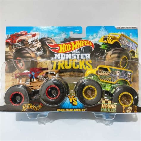 Jual Hot Wheels Hotwheels Monster Trucks Truck Hotweiler Vs Hound Hauler Demolition Doubles