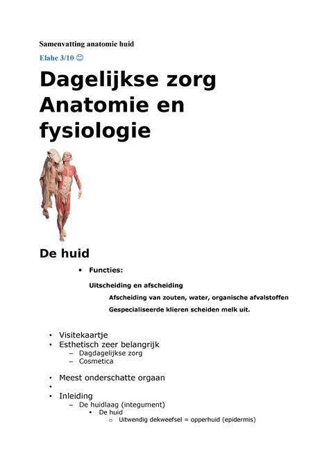 Dagelijkse Zorg Huid Samenvatting Anatomie Huid Elahe 3 10