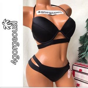 Victoria S Secret Swim Vs C Dddcb Banded Black Push Up Bikini Set Poshmark