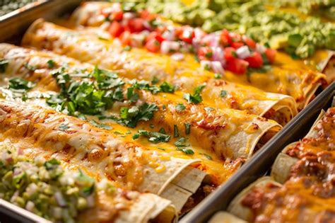 Premium Photo A Closeup Of Different Types Of Enchiladas Chicken Beef