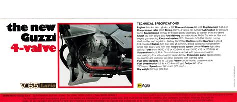 Brochure Moto Guzzi V65 Lario 4 Valve Folded Style Brochure More