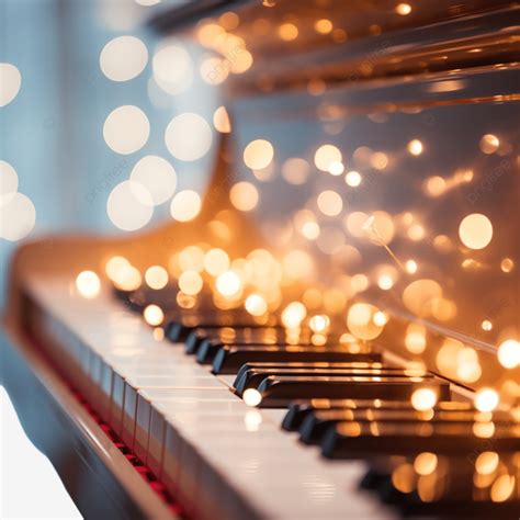 Teclas De Piano Sobre Luces Navide As Brillantes De Cerca Estilo De