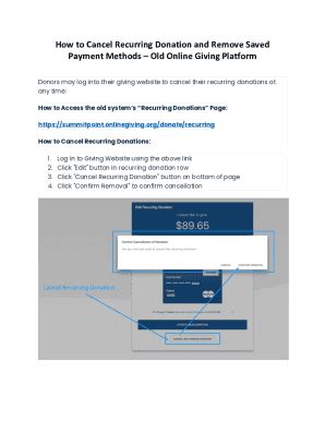 Fillable Online How To Edit Update Or Cancel Your Recurring Donation