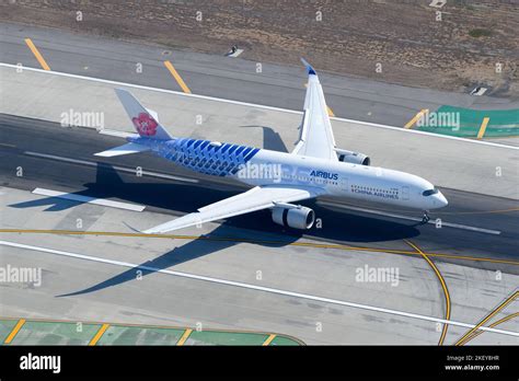 China Airlines Airbus A350 900 Aircraft Landing With Carbon Fibre