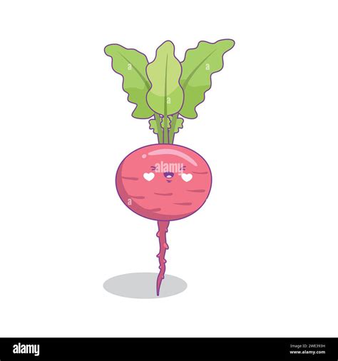 Cute Funny Beetroot Vegetable Cartoon Kawaii Style Beetroot Vegetable