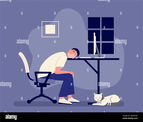 man work late  night sleepy person  table working overtime tired