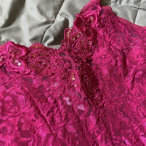 Pink Lacey Lingerie Dress With Badazzled Chest Size Depop