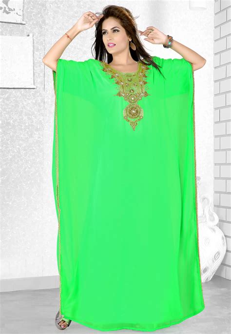 Light Green Faux Georgette Embroidered Readymade Farasha 194080