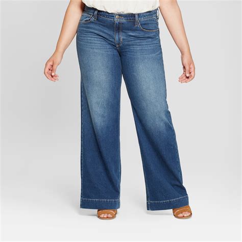 Women S Plus Size Wide Leg Jeans Universal Thread Medium Wash 16w Blue Wide Leg Jeans Plus