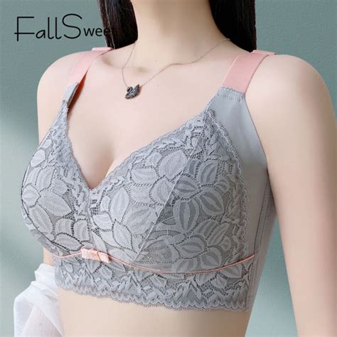 Fallsweet Women S Plus Size Bra Minimizer Underwear Wireless Sexy Lace Floral Thin Cup Lingerie