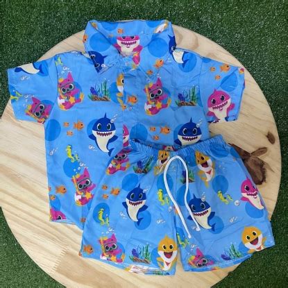 Conjunto Azul Mauricinho Baby Shark Infantil Lojinha Da Vivi Roupas