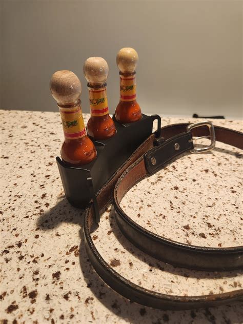 Triple Hot Sauce Belt Holster Mini 2 Oz Travel Sized Tactical Bottle Holder Practical Hot
