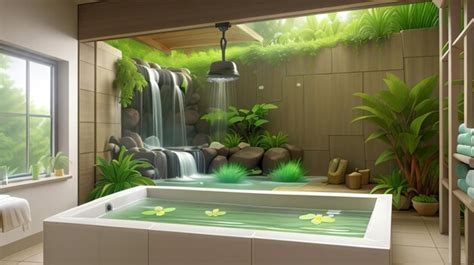Waterfall Spa Design Premium Ai Generated Image