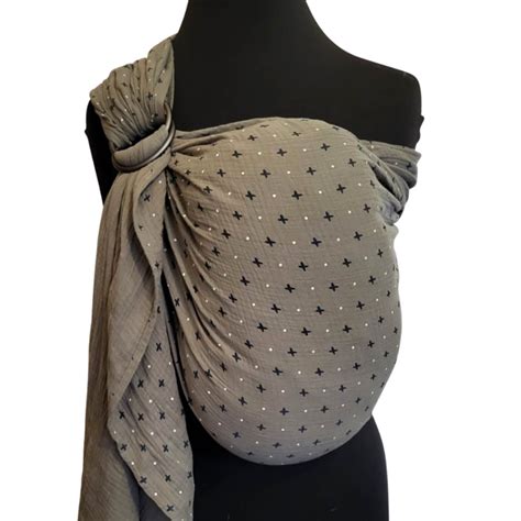 Muslin Ring Sling Khaki Dots And Crosses Melliapis