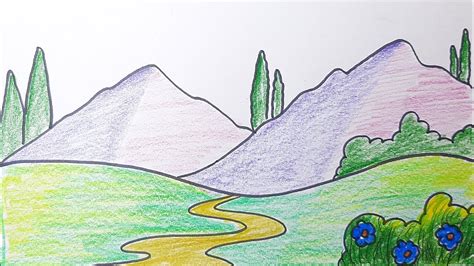 mountain valley drawing