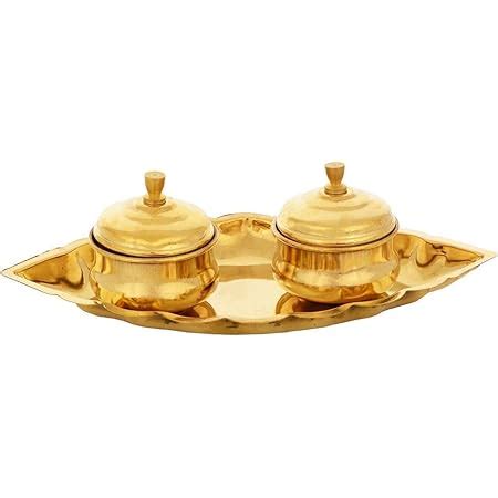 Buy Kanpra BRASS Chandan Roli Tika Chopda Set Chawal Akshat Haldi Dibbi