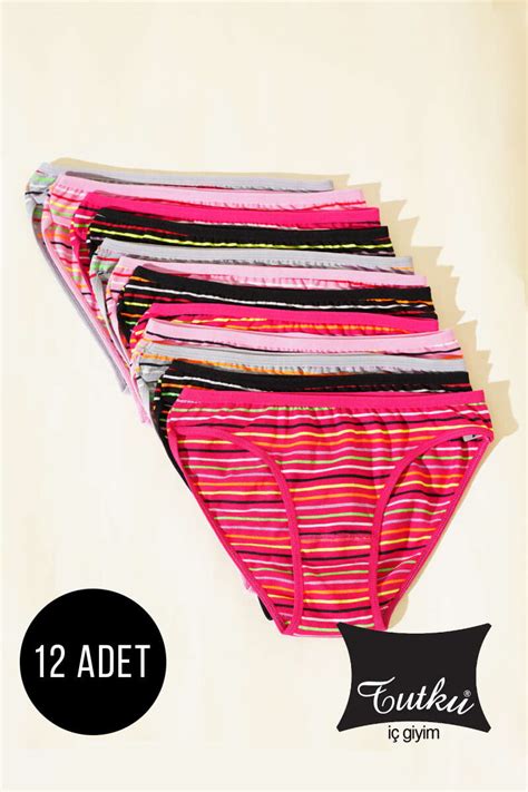 Tutku Bayan li Çizgili Bikini Kombin