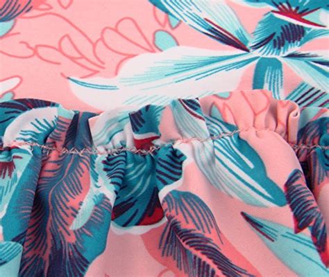 Angerella Damen Vintage Retro Floral Print Ruffles Tankini Oben Schlanke Taille Bikini Set