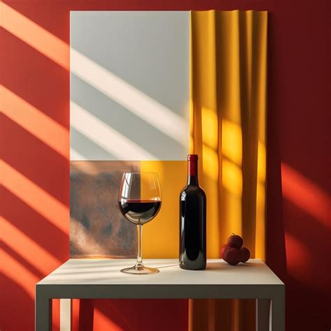 premium photo  bottle  wine   glass   table