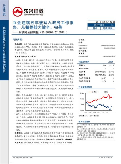 互联网金融周报：互金连续五年被写入政府工作报告，从警惕转为健全、完善