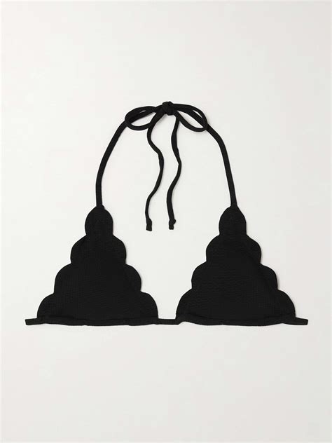 Marysia Broadway Scalloped Recycled Seersucker Bikini Top Net A Porter