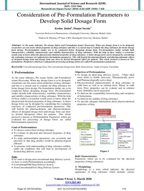 Fillable Online Consideration Of Pre Formulation Parameters To Develop