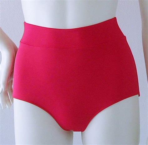 Retro High Waisted Bikini Bottom In Red Blue Purple Green Etsy