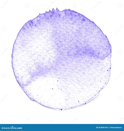 Blue Circle Painted With Watercolors Isolated On A White Background